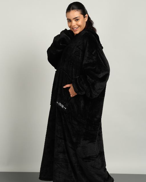 Charcoal Extra Long Wearable Sherpa Unisex Blanket Hoodie