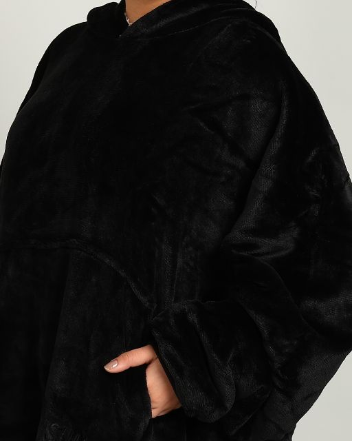 Charcoal Extra Long Wearable Sherpa Unisex Blanket Hoodie