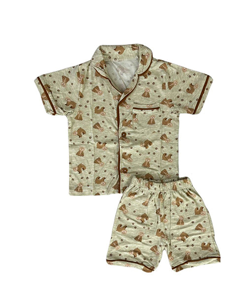 Animal Printed Kids Shirt with Shorts Night Suit Set